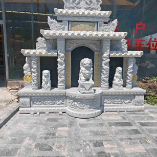 鸡西芝麻白中国黑石材套墓 花岗岩墓碑