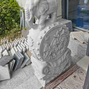 鸡西芝麻白抱鼓石 庭院抱鼓石